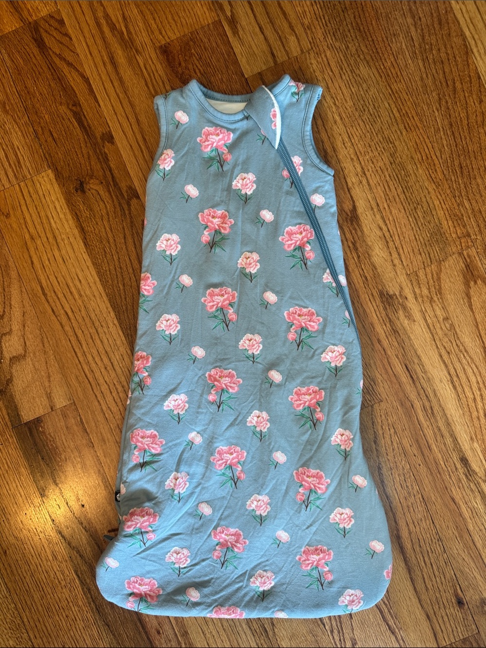 Sleeveless Blue Floral Kids Dress - Pink Rose Print